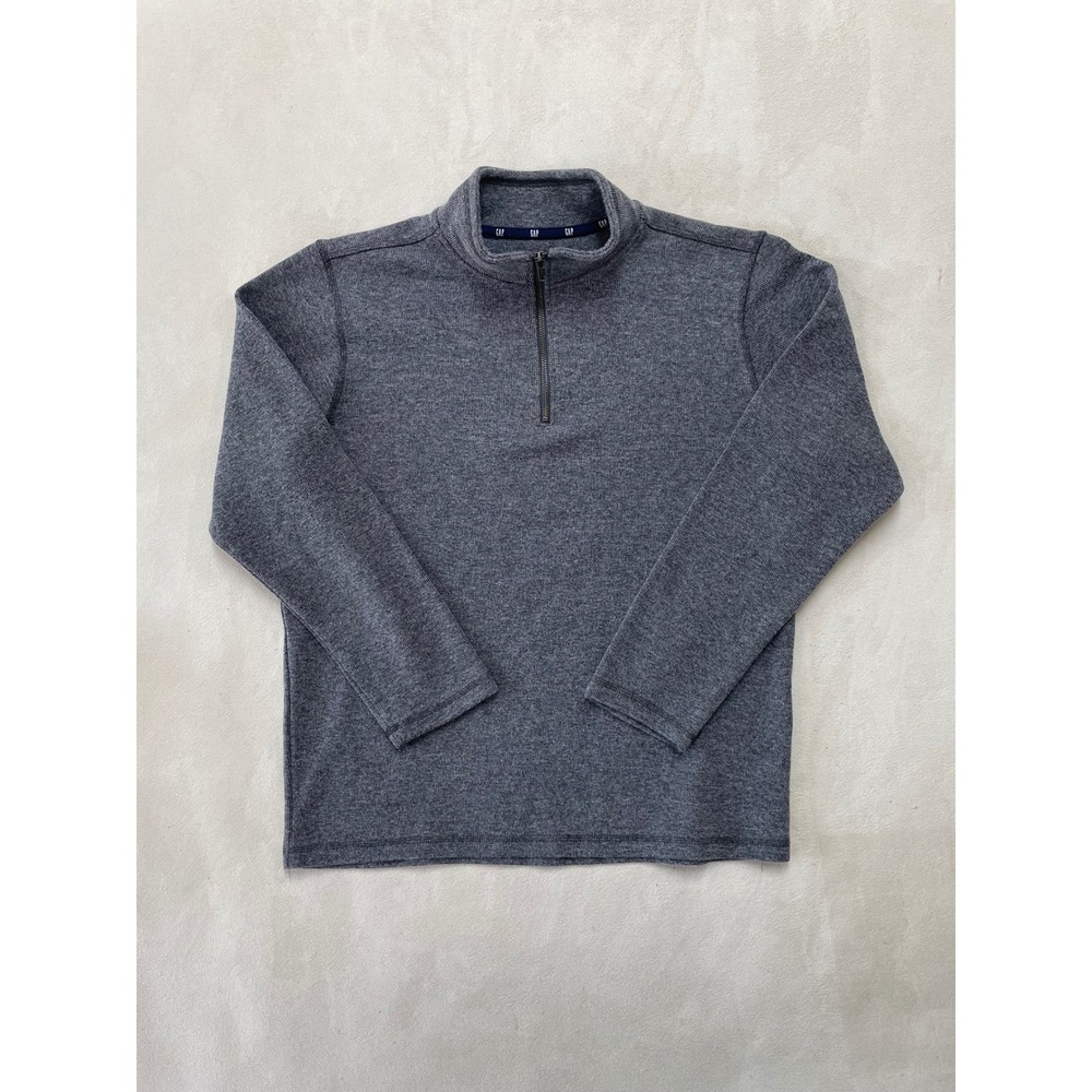 GAP Mens Quarter Zip Pullover Sweater Gray Heather L QMT5562S